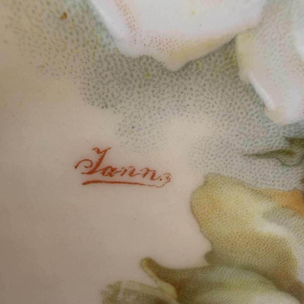 Royal O&EG Hand Painted Floral Serveware Plate 8 7/8 “ Beige Green Jann - Picture 2 of 7